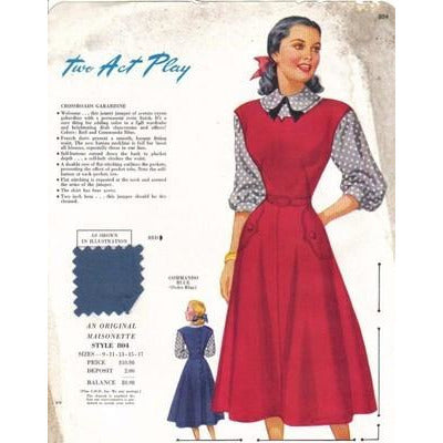 VINTAGE MAISONETTE FABRIC SWATCH 1940S 8X11 804 804 - The Best Vintage Clothing
