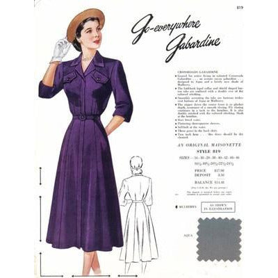 VINTAGE MAISONETTE FABRIC SWATCH 1940S 8X11 819 819 - The Best Vintage Clothing
