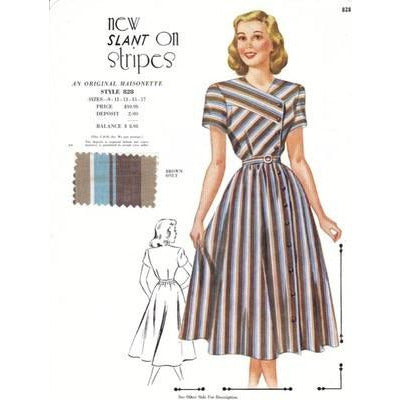 VINTAGE MAISONETTE FABRIC SWATCH 1940S 8X11 828 828 - The Best Vintage Clothing
