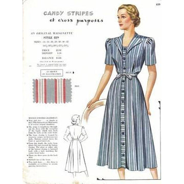 VINTAGE MAISONETTE FABRIC SWATCH 1940S 8X11 839 839 - The Best Vintage Clothing
