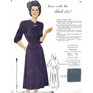 VINTAGE MAISONETTE FABRIC SWATCH 1940S 8X11 840 - The Best Vintage Clothing
