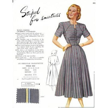 VINTAGE MAISONETTE FABRIC SWATCH 1940S 8X11 853 853 - The Best Vintage Clothing
