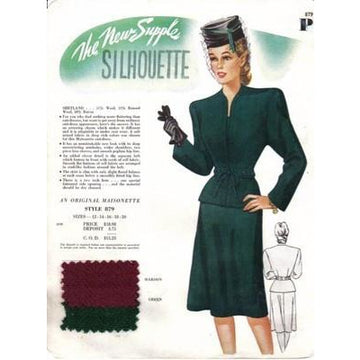 VINTAGE MAISONETTE FABRIC SWATCH 1940S 8X11 879 879 - The Best Vintage Clothing

