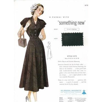 VINTAGE MAISONETTE FABRIC SWATCH 1940S 8X11 879A - The Best Vintage Clothing
