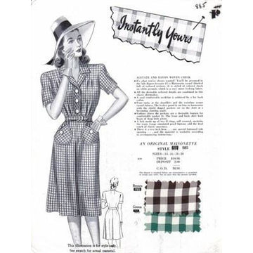 VINTAGE MAISONETTE FABRIC SWATCH 1940S 8X11 885 - The Best Vintage Clothing
