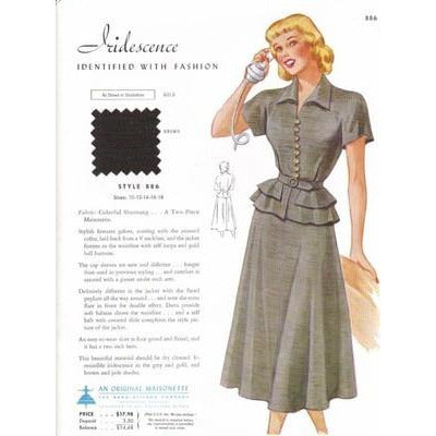 VINTAGE MAISONETTE FABRIC SWATCH 1940S 8X11 886 886 - The Best Vintage Clothing
