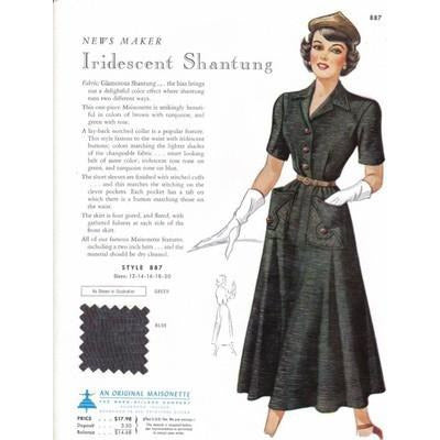 VINTAGE MAISONETTE FABRIC SWATCH 1940S 8X11 887 887 - The Best Vintage Clothing
