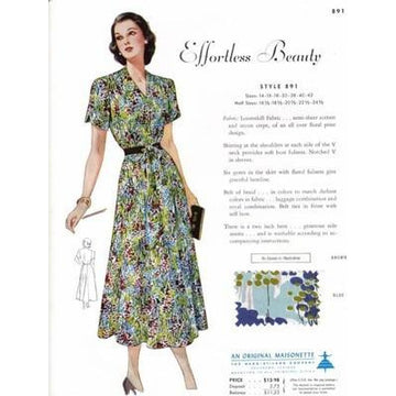 VINTAGE MAISONETTE FABRIC SWATCH 1940S 8X11 891 891 - The Best Vintage Clothing
