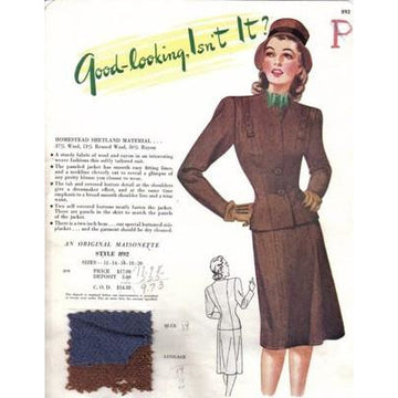 VINTAGE MAISONETTE FABRIC SWATCH 1940S 8X11 892 892 - The Best Vintage Clothing

