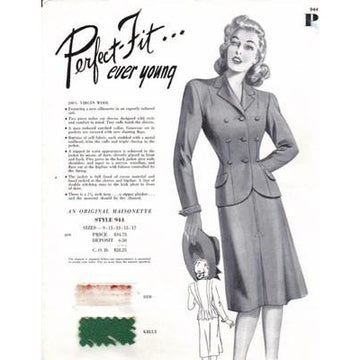 VINTAGE MAISONETTE FABRIC SWATCH 1940S 8X11 944 944 - The Best Vintage Clothing
