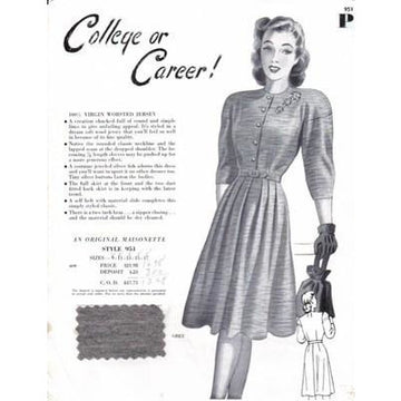 VINTAGE MAISONETTE FABRIC SWATCH 1940S 8X11 951 951 - The Best Vintage Clothing
