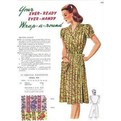 VINTAGE MAISONETTE FABRIC SWATCH 1940S 8X11 970 970 - The Best Vintage Clothing
