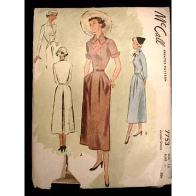 Vintage McCall Sewing Pattern #7753 Junior Dress Size 13 1949 - The Best Vintage Clothing
 - 1