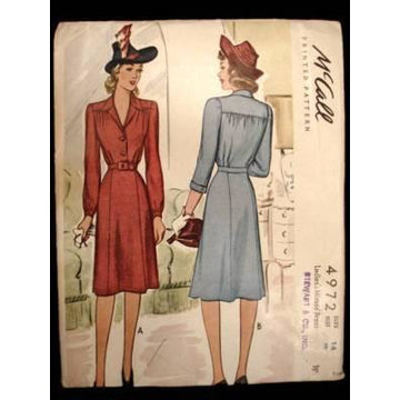Vintage McCalls Sewing Pattern 4972 Miss Belted Dress Sz 14 42 - The Best Vintage Clothing
