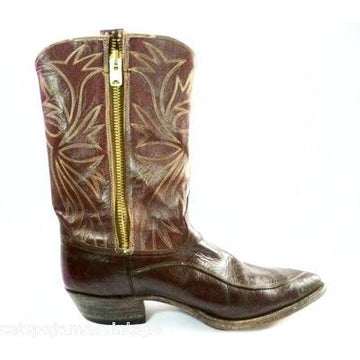 Vintage Mens Custom Made Cowboy Boots Heavy Zipper  Size 12EE - The Best Vintage Clothing
 - 1