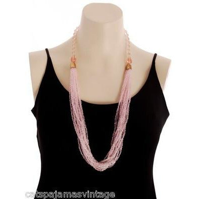 Vintage Miriam Haskell Pink Glass Beads/Seed Beads Necklace Cart2cart Miriam Haskell