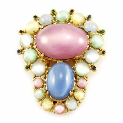 Vintage Pastel Cabochon Dress Clip Gold Tone 1920S - The Best Vintage Clothing
 - 1