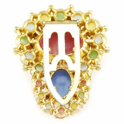 Vintage Pastel Cabochon Dress Clip Gold Tone 1920S On Sale vendor-unknown
