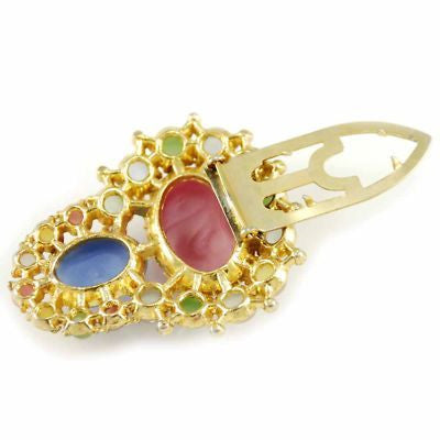 Vintage Pastel Cabochon Dress Clip Gold Tone 1920S On Sale vendor-unknown
