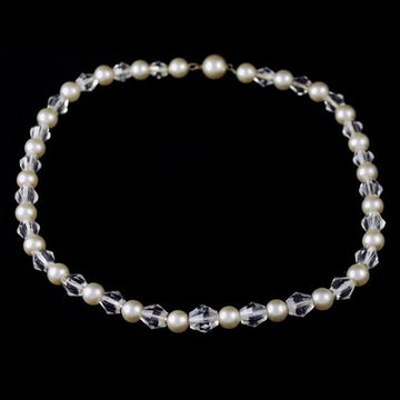 Vintage Pearl & Crystal Choker Necklace 1940S - The Best Vintage Clothing
