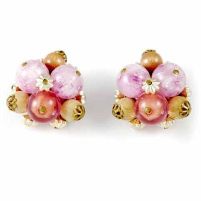 Vintage Pink/Salmon Clip-On Earrings W Germany 1950S - The Best Vintage Clothing
 - 1