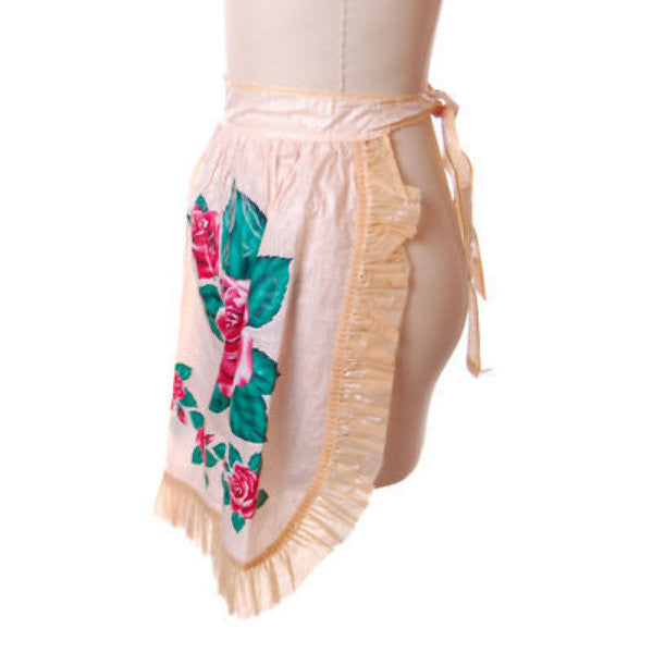 Vintage Plastic Apron Large Red Rose Motif 1940S On Sale The Best Vintage Clothing