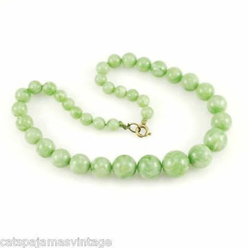 Vintage Plastic Green Jadeite Colored Beads Necklace 1930S – The Best ...