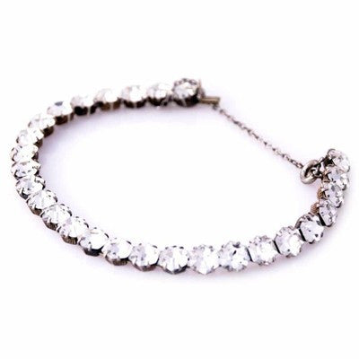 Vintage Single Strand Prong-Set Rhinestone Sterling Bracelet 1940S - The Best Vintage Clothing
 - 1