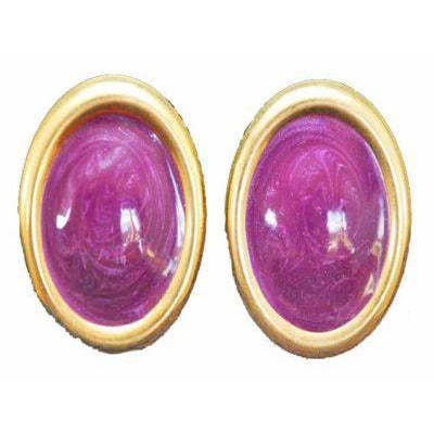 Huge Vintage Purple Enamel Pierced Earrings 1980S On Sale The Best Vintage Clothing