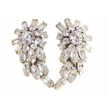 Vintage Rhinestone Earrings Great Shape Super Sparkles Clip 1950s On Sale vendor-unknown