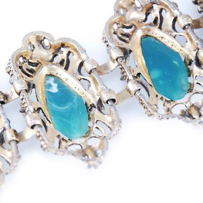 Vintage Rococo Revival Faux Jade Bracelet 1940S Huge Chunky Cart2cart The Best Vintage Clothing