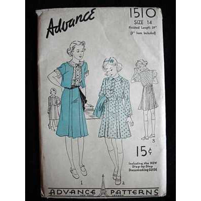 Vintage Sewing Pattern Advance #1510 Girls Dress With Bolero - The Best Vintage Clothing
