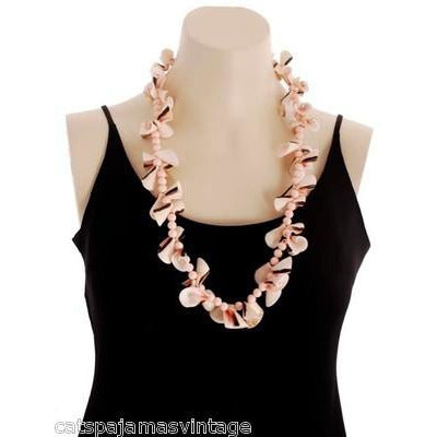 Vintage Signed Jewelry Les Bernard Necklace Huge Natural Pink Shells Wowsa Jewelry Les Bernard