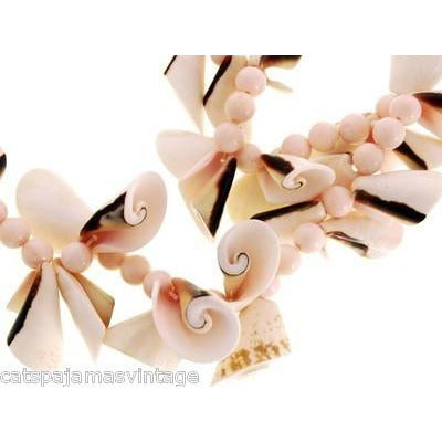 Vintage Signed Jewelry Les Bernard Necklace Huge Natural Pink Shells Wowsa Jewelry Les Bernard