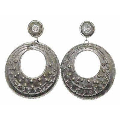 Vintage Silver Tone Circle Pierced Earrings Ultra 1980S - The Best Vintage Clothing
 - 2