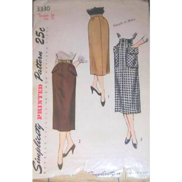 Vintage Simplicity Sewing  Pattern #3330 Pencil Skirt 1960S - The Best Vintage Clothing
