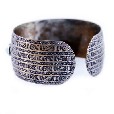 Vintage Southwestern Silver Plate Cuff Bracelet Faux Turquoise 1940S On Sale The Best Vintage Clothing