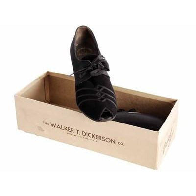 Vintage Womens Shoes Oxfords 1930s Black Silk/Suede/Peeptoe Sz 7 Orig Box Shoes,On Sale The Best Vintage Clothing