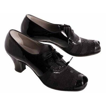 Vintage Womens Shoes Oxfords 1930s Black Patent/Mesh/Peeptoe Sz 7 Orig Box - The Best Vintage Clothing
 - 1
