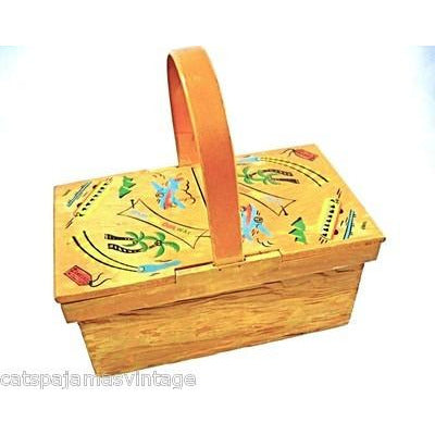 Vintage Wood Box Purse Fun Transportation Graphics 1940s - The Best Vintage Clothing
 - 1