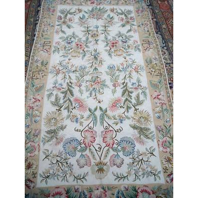 Vintage Wool Rug Hand  Made Floral 44"X83" Suffering Moses Srinagar Kashmir 1959 - The Best Vintage Clothing
 - 3