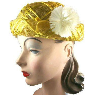 Vintage Yellow Horsehair/ Cellophane Straw Hat 1950S - The Best Vintage Clothing
 - 1