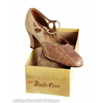 Vintage Shoes Tan/Snakeskin Leather Heel 1920s WALK OVER NIB#8 EU 36 US 6 N Shoes,Women's,On Sale Walk Over