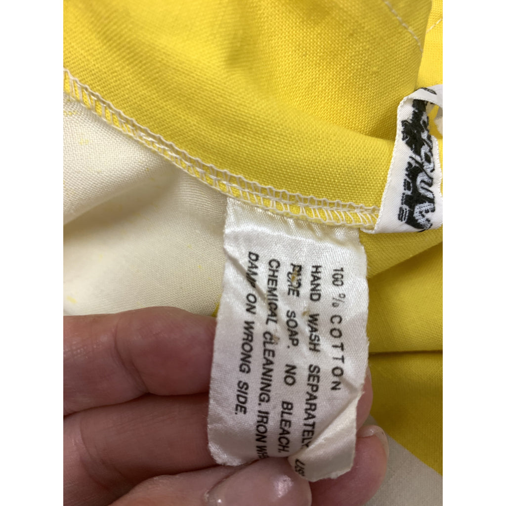 Vintage Vuokko Awning Stripe Gown, Iconic Style, Finnish Designer 1970s Yellow White marimekko The Best Vintage Clothing