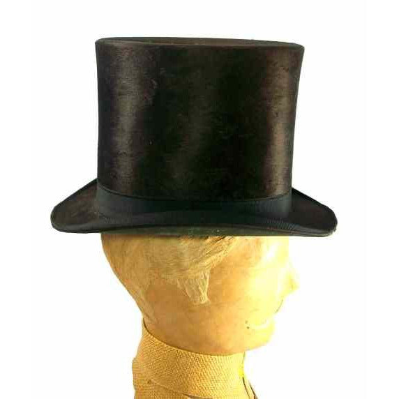 Antique Mens Stovepipe Hat Beaver Fur Felt 1880s J.H. Windsor Sz 7 Steampunk Men's Vintage The Best Vintage Clothing
