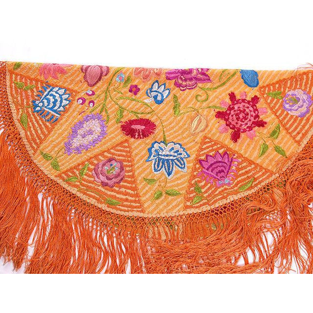 Arts & Crafts Embroidered Silk Tablecover Long Fringe Orange Purples Blue Collectibles,Women's The Best Vintage Clothing