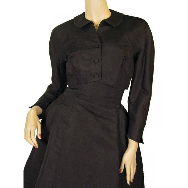Vintage Black Silk Faille Cocktail Dress W/Jacket Branell 1950S 34-26-Free New Arrivals,Women's Branell