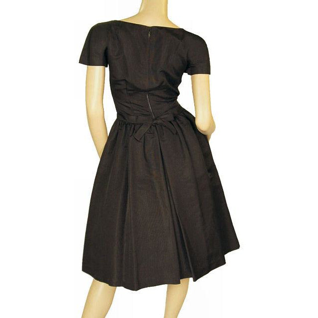 Vintage Black Silk Faille Cocktail Dress W/Jacket Branell 1950S 34-26-Free New Arrivals,Women's Branell