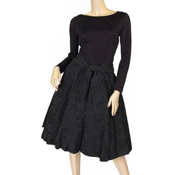 Vintage Black Jersey Dress W/Textured Brocade Skirt Nan Wynn 1950s 36-24-Free - The Best Vintage Clothing
 - 1