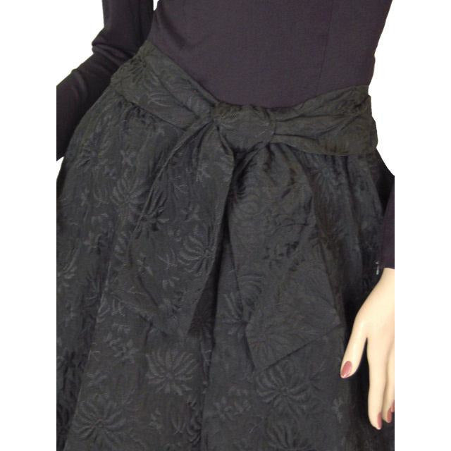 Vintage Black Jersey Dress W/Textured Brocade Skirt Nan Wynn 1950s 36-24-Free Cart2cart Nan Wynn